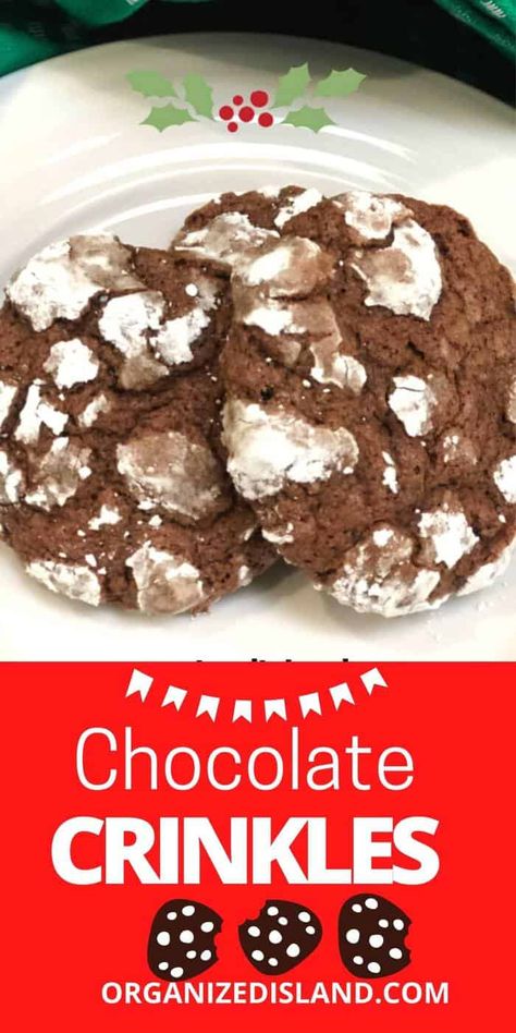 These are the Best Chocolate Crinkle Cookies I have had. A Classic Christmas cookie recipe that makes a soft chocolate cookie dusted with powdered sugar. A perfect Christmas cookie! #chocolatecrinkles #cookierecipe #christmascookie Best Flourless Chocolate Cake, Chocolate Crackle Cookies, Cracked Cookies, Soft Chocolate Cookie, Crackle Cookies, Chocolate Crackles, Crinkle Cookies Recipe, Chocolate Crinkle, Lemon Crinkle Cookies