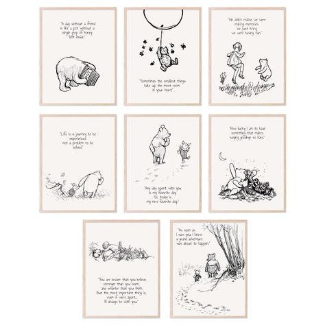 PRICES MAY VARY. Enchanting Winnie the Pooh Wall Decor: Transform any room into the magical Hundred Acre Wood with this Unframed Set of 8 (8x10") Winnie the Pooh Wall Decor by BigWig Prints. Ideal for nurseries, bedrooms, and playrooms, these nostalgic illustrations bring the timeless tales of Winnie the Pooh and friends to life. Whimsical Winnie the Pooh Nursery Decor: Be enchanted by the whimsical charm of our Winnie the Pooh Nursery Decor. A delightful mix of classic illustrations and adorabl Classic Pooh Bear Nursery, Pooh Room Decor, Winnie The Pooh Room Decor, Hundred Acre Woods Nursery, Vintage Winnie The Pooh Nursery, Pooh Bear Nursery, Nursery Winnie The Pooh, Winnie The Pooh Nursery Decor, Winnie The Pooh Prints