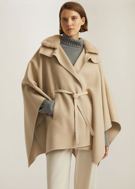 Denice Cape | Loro Piana Lady Coat, Cloak Coat, Capes For Women, Loro Piana, Rabbit Fur, Fur Collar, Fur Collars, Cloak, Clothing Store