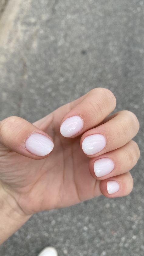 Off White Nail Color, White Dip Short Nails, Dip Milky Nails, Short Almond Nails Funny Bunny, Cotton White Nails, Really Short Round Nails, Cool Short Almond Nails, January Nails Short Round, Natural Nails Funny Bunny