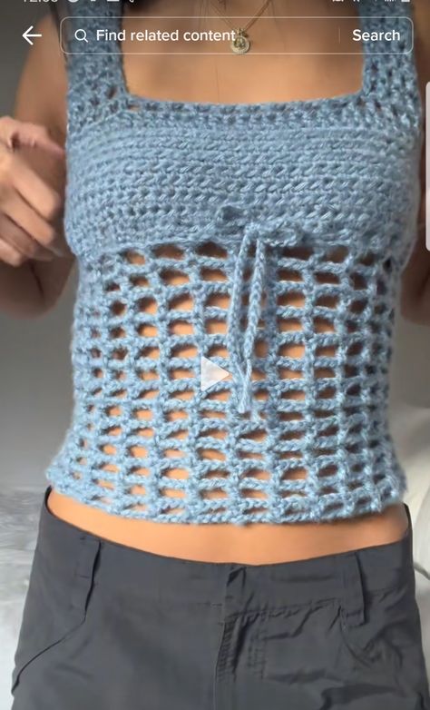 Crochet Top Straps, Crochet Cami Tank Top, Crochet Square Neck Top, Crochet Spaghetti Strap Top Pattern, Casual Crochet Cami Tank Top, Crochet Tops T-shirts & Tank, Fitted Crochet Cami Tank Top, Crochet Top Outfit, Knitting Wool