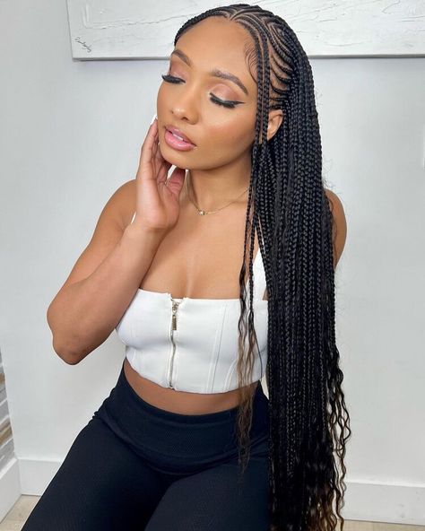 Latest Hair Braids, Cornrows Braids For Black Women, Braided Hairstyles For Black Women Cornrows, African Hair Braiding Styles, Braids Hairstyles Pictures, Braided Cornrow Hairstyles, Cute Box Braids Hairstyles, Quick Braided Hairstyles, Pelo Afro