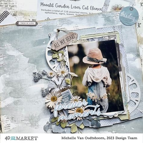 Forever Moments - Layout by Michelle - 49 and Market Moonlit Garden, 49 Market, Smash Book Pages, Garden Layouts, 49 And Market, Scrapbook Design Layout, Beautiful Scrapbook Layouts, Christmas Spectacular