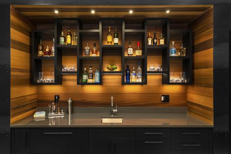 Rustic Modern Cabin, Modern Home Bar Designs, Wet Bar Designs, Steamboat Springs Colorado, Home Bar Rooms, Modern Home Bar, Basement Inspiration, Basement Bar Designs, Home Bar Design