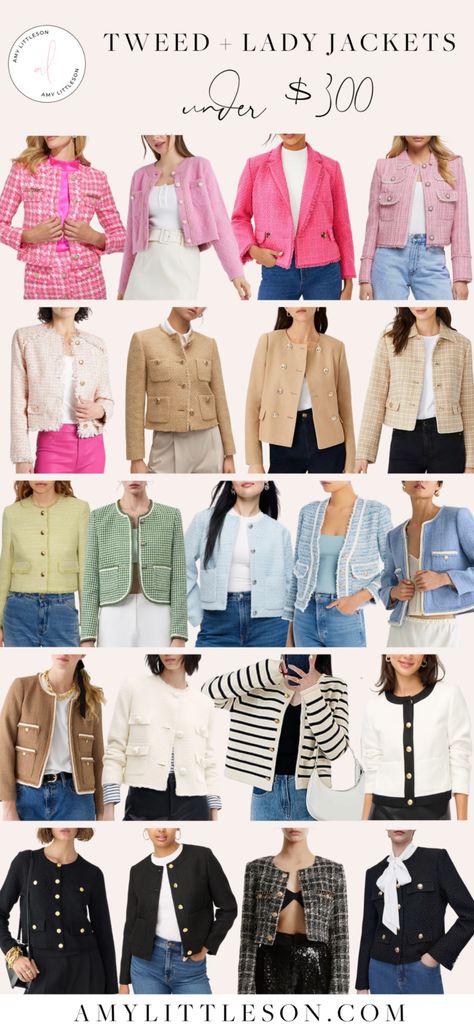 Spring Jackets For Women Classy, How To Style Tweed Jacket, Yellow Tweed Jacket Outfit, Summer Jackets For Women Classy, Classic Tweed Jacket, Lady Jacket Outfit, Tweed Jacket Outfit Women, Tweed Jacket Style, Tweed Jacket Outfit