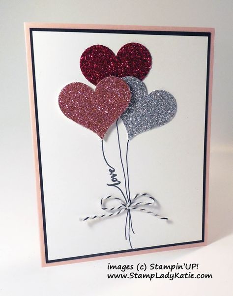 Card made with Stampin'UP!'s Hello Life stamp set and Heart Shaped Balloons Valentines Day Cards Diy, Valentines Day Cards Handmade, Birthday Card Craft, Valentine Cards Handmade, Birthday Cards Diy, Valentine Day Crafts, Handmade Birthday Cards, Valentine Crafts, Love Cards