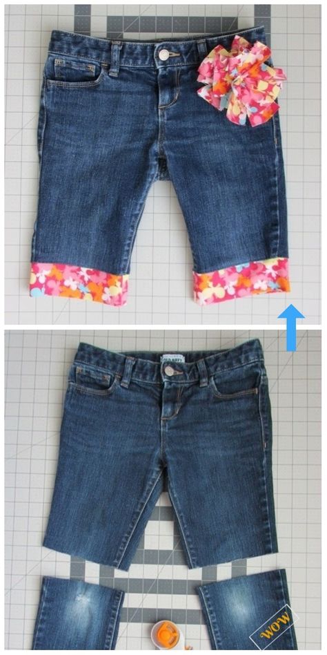 How To Make Shorts Out Of Jeans, How To Make Shorts Longer, Lengthen Shorts, Upcycle Shorts, Shorts Upcycle, Jeans Into Shorts, Diy Old Jeans, Clothes Shorts, Sewing Jeans