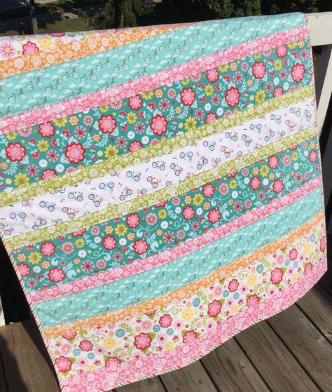 Baby Girl Quilt Patterns Free Easy, Jelly Roll Baby Quilt Patterns Free, Quick Baby Quilts Patterns Free, Baby Girl Quilts Patterns Free, Strip Quilt Patterns Easy, Classy Quilts, Easy Baby Quilt Patterns Free, Strip Quilts Ideas, Jelly Roll Quilt Patterns Free Easy