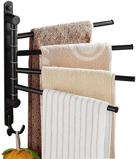 Towel Bar With Hooks, Swivel Towel Rack, Towel Racks For Bathroom, Brass Towel Bar, Bath Towel Holder, Bath Towel Racks, Bathroom Holder, Towel Racks & Holders, Wall Mounted Towel Rack