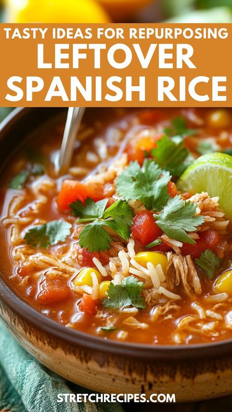 What to do with leftover Spanish rice? Find the perfect way to repurpose it! Discover ways to use leftover Spanish rice with this guide. We have easy leftover Spanish rice recipes like savory soups! Save this pin and visit the bog for delicious inspirations! Leftover Spanish Rice, Spanish Rice Recipes, Rice Breakfast Recipes, Hawaiian Rice, Caribbean Rice, Leftover Rice Recipes, Mexican Rice Easy, Spanish Rice Recipe, Mexican Rice Recipes