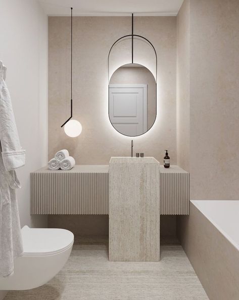 Japandi Lighting & Design on Instagram: “Materials, textures, shapes and even a classic piece of lighting make this bathroom design worth saving for inspiration. • • • 📷…” Japandi Lights, Japandi Lighting, Japandi Bathroom Design, Bathroom Recessed Lighting, Japanese Style Bathroom, Japandi Bathroom, Guest Bathroom Design, Japandi Interiors, Japandi Design