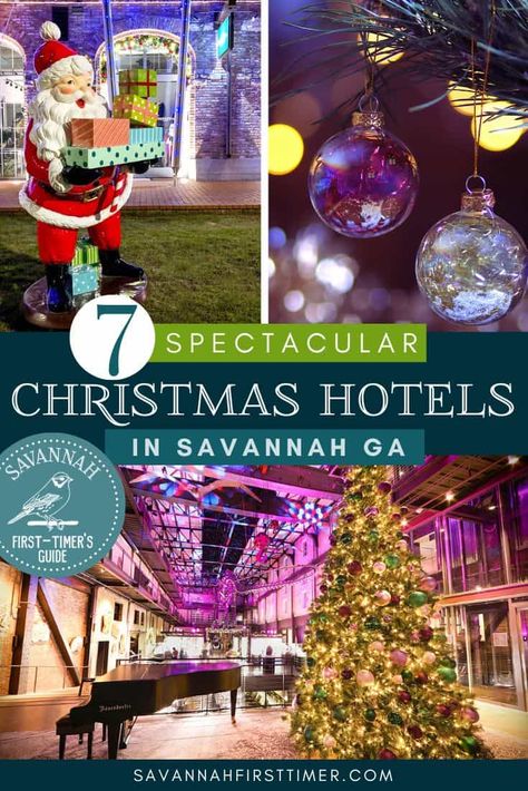 These hotels go big for the holiday season! If you're looking for a festive hotel in Savannah to celebrate the Christmas season, here are seven of the top options. | savannahfirsttimer.com Georgia Christmas, Savannah Hotels, Savannah Historic District, Charleston Vacation, Christmas Things To Do, Decorate For Christmas, Georgia Travel, Christmas Travel, Savannah Georgia