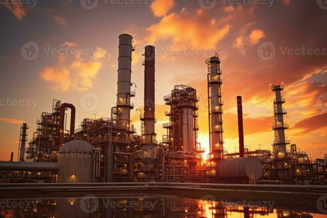 Aerial view of Petrochemical industry refinery in the morning background. Energy Industrial plant oil station, manufacturing for fuel and energy, furnace factory line. Background Energy, Morning Background, Petrochemical Industry, Industrial Plant, Oil Refinery, Oil Plant, Free Vectors, Aerial View, Images Photos