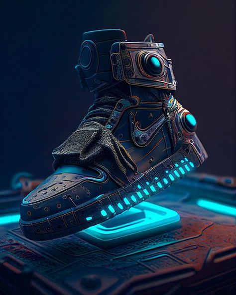 Hover Shoes Concept Art, Cyberpunk Shoes Concept Art, Cyberpunk Sneakers, Jordan Shoes Wallpaper, Concept Shoes, Artsy Shoes, Nike Shoes Women Fashion, Cool Nikes, Nike Art