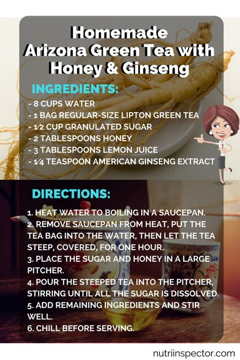 Review: Arizona Green Tea with Ginseng and Honey Nutritional Label, Homemade Green Tea, Arizona Green Tea, Lipton Green Tea, Green Tea And Honey, Homemade Detox, Green Teas, Tea Drinks, Tea Benefits