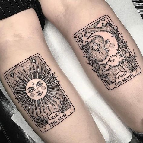 Lotusblume Tattoo, Moon Sun Tattoo, Sun And Moon Tattoo, Mystical Tattoos, Tarot Card Tattoo, Tarot Tattoo, Polynesian Tattoos, Palm Tattoos, Moon Tattoo Designs