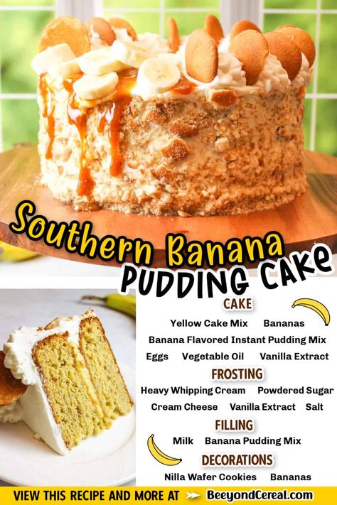 Banana Pudding Cake Recipe, Pies Easy, Vanilla Wafer Cookies, Cookie Pies, Pudding Cake Recipe, Whipped Cream Topping, Easy Banana Pudding, Southern Banana Pudding, Recipes Banana