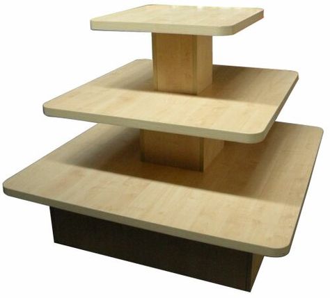 Store Display Table, Display  Isle Unit with Tiers Store Display Table, Store Shelves Design, Floor Display, Retail Shelving, Store Interiors, Display Table, Display Unit, Wooden Display, Craft Show Displays