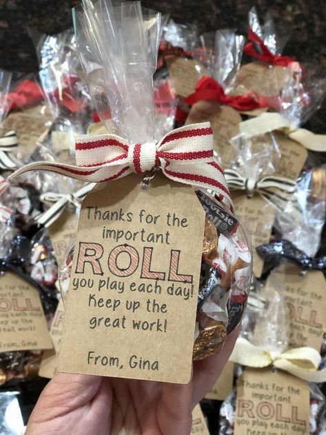 Gifts For Coworkers Appreciation, Great Job Gifts, Aba Appreciation Week, Thank You For The Roll You Play, Secretary Gift Ideas School, Christmas Gift For Team At Work, Thank Gifts For Coworkers, Thankful For You Treats, Recognition Gifts Staff Appreciation