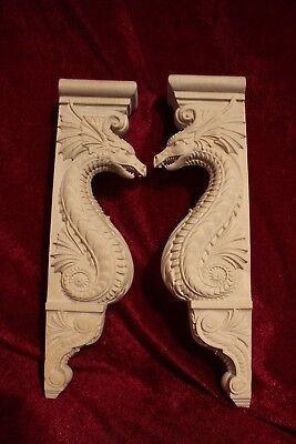 Wooden Corbel/bracket Dragon. Wall Fireplace decor. Carved from wood. 20" | eBay Rustic Corbels, Faux Fireplace Mantels, Wooden Corbels, Wooden Brackets, Wooden Arch, Dragon Decor, Faux Fireplace, Fireplace Surround, Dragon Statue