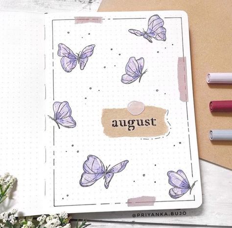 August Bujo Cover, August Bujo, August Bullet Journal Cover, Journal Cover Ideas, August Bullet Journal, Bullet Journal August, Bujo Cover, August Themes, Bullet Journal Work