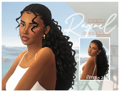 Raquel Hair Hey lovelies, here is a new hairstyle, a cute curly low ponytail inspired by the one of many amazing hairstyles I've... Sims 4traits, Sims 4 Sza Hair, Sims 4 Maxis Match Natural Hair, Sims 4 Cc Hair Bubble Braids, Gege Sims Hair, Gegesims Hair, Simstefani Cc Free, Sims 4 4c Hair Cc, Sims 4 Cc Hair Pack Patreon