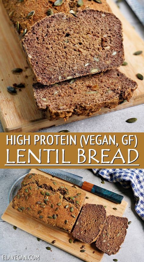 Pinto Bean Cake 1955, Lentil Bread Recipe, Protein Bread Recipe, Lentil Bread, Gluten Free Vegan Bread, Bread Without Yeast, Fiber Bread, Vegan Bread Recipe, Vegan Pantry