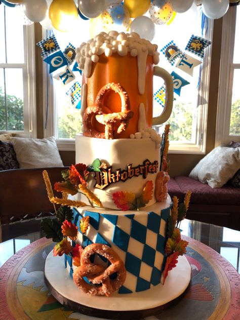 Oktoberfest Cake, Oktoberfest Birthday, 60th Bday, Bday Party, Cake Designs, Diaper Cake, First Birthdays, Birthday Cake, Baking