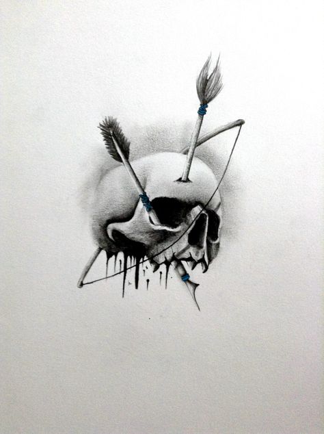 Tattoo Sketch Of Bow Arrow And Skull Archery Bow Tattoo, Skull With Arrow Tattoo, Skull And Arrow Tattoo, Bow And Arrow Chest Tattoo, Skeleton Arrow, Arrow Through Skull Tattoo, Bow And Arrow Tattoo Sagittarius, Bow And Arrow Compass Tattoo, Bowen Arrow Tattoos