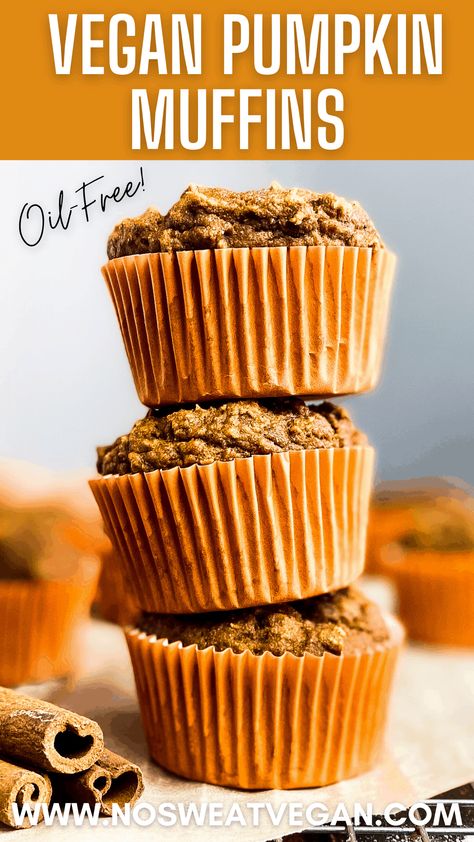 These Vegan Pumpkin Muffins are quick, oil-free, and full of delicious fall flavors. Serve for an easy make-ahead breakfast, snack, or dessert. These perfectly spiced pumpkin muffins are sure to be a hit with everyone! Easy Pumpkin Spice Muffins, Vegan Pumpkin Muffins, Healthy Oil, Muffins Healthy, Vegan Pumpkin Spice, Quick Easy Vegan, Spice Muffins, Plant Based Snacks, Vegan Muffins