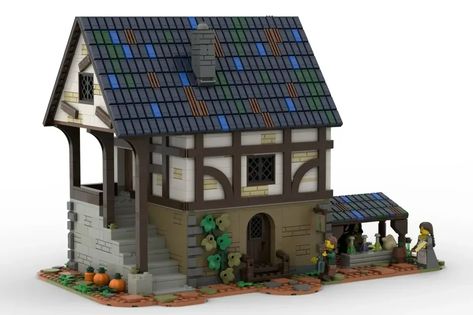 Medieval Carpenter, Medieval Lego, Lego House Ideas, Lego Village, Medieval Door, Georgian Buildings, Lego Medieval, Medieval House, Easy Minecraft Houses