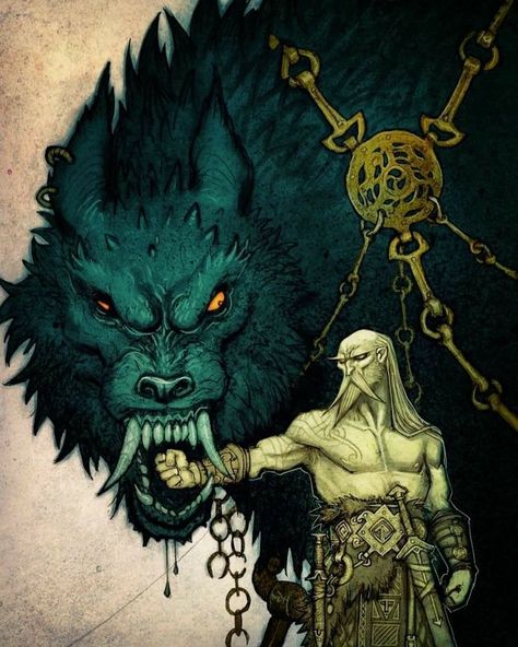 Happy Tuesday!!! (Glædelig Tirsdag!!!) I believe this is the work of the great Swedish illustrator, Johan Egerkrans. Tyr And Fenrir, Johan Egerkrans, Norse Myth, Norse Tattoo, Heroic Fantasy, Norse Pagan, Pagan Art, Norse Vikings, Mythology Art