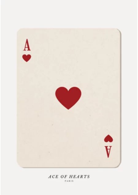 Seven Of Hearts Playing Card, Ace Cards Tattoos, Ace Card Wall Art, Ace Of Hearts Poster, Ace Of Hearts Painting, Ace Card Art, Ace Card Painting, Ace Card Drawing, Playing Card Wall Art