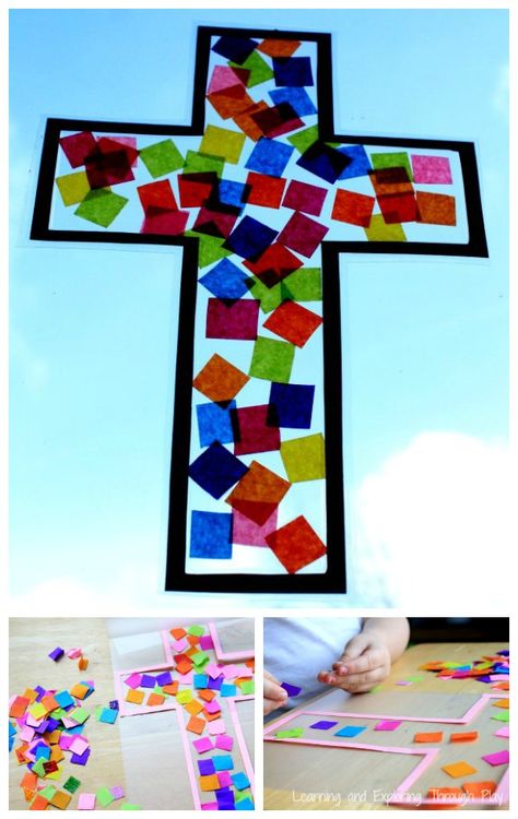 Cross Suncatcher Craft - Easter Crafts for Kids Cross Suncatcher, Mess Free Craft, 2023 Crafts, Sunday School Projects, Craft Easter, Children's Church Crafts, Vbs 2023, Suncatcher Craft, Spring Sunshine