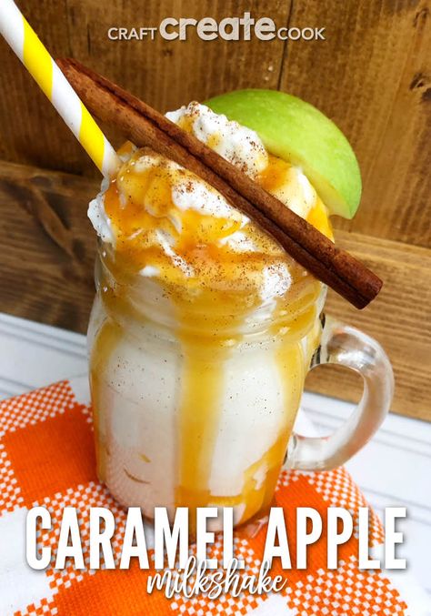 Our Caramel Apple Milkshake is the perfect fall treat to enjoy if you love the perfect combination of sweet caramel and fresh fall apples. Apple Milkshake, Caramel Shake, Fall Ice Cream, Fall Coffee Recipes, Steak N Shake, Fall Desserts Apple, Milkshake Recipe Easy, Iced Drinks Recipes, Fall Desserts Easy