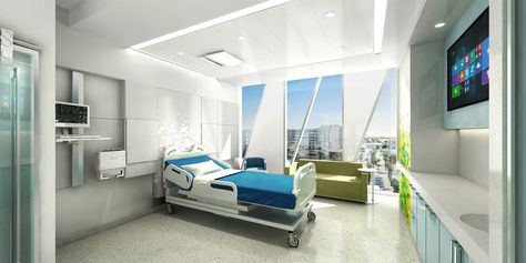 Biophilic Hospital Design, Operation Room Aesthetic, Ward Room, Healthcare Interior Design, Modern Hospital, Modern Restaurant Design, Hospital Interior, Hospital Room, Delivery Room