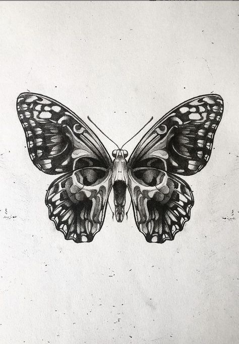 Deadly Butterfly Tattoo, Mens Pelvis Tattoo, Evil And Good Tattoo Ideas, Tattoo Ideas Good And Evil, Tarh Tattoo Kham, Butterfly Black And White Tattoo, Butterfly Skull Hand Tattoo, Tattoo Ideas Dark Aesthetic, Evil Butterfly Tattoo