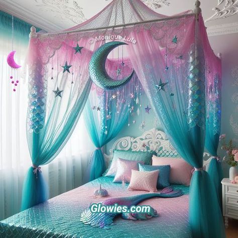 Mermaid Kids Room, Kawaii Bedrooms, Granddaughters Room, Girl Bedroom Designs For Kids, Princess Bunk Beds, Cool Girl Rooms, Daughter Room, Monique Lula, Mermaid Moon