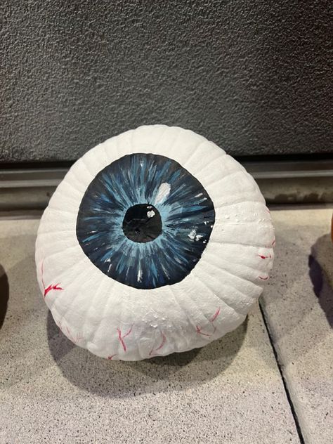 Pumpkin painting paint blue blue eye eyeball scary spooky Halloween Pumpkin Eyeball, Eye Pumpkin, Scary Eyes, Painted Pumpkin, Eye Eye, Pumpkin Painting, Painting Blue, Painted Pumpkins, Porch Decor