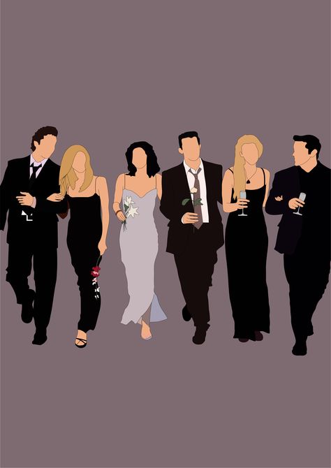 Friends Tv Art, Freinds Fan Art, Tattoo Sweater, Marriage Cartoon, Rachel Friends, Friends Sketch, Friends Illustration, Friends Poster, Friends Cast