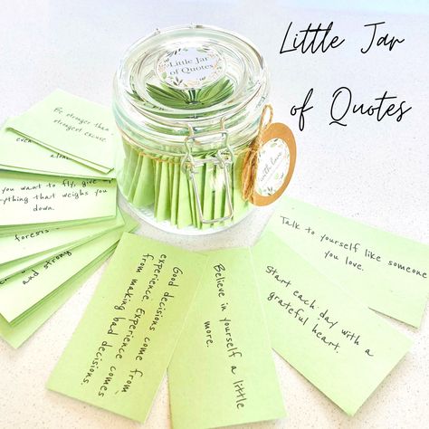 Jar Of Encouragement, Positive Jar Quotes, Jar Of Smiles Quotes, Encouragement Jar Ideas, Motivation Jar Ideas, Motivational Jar Ideas, Jar Gifts For Best Friend, Gift Quotes Present, Quote Jar Ideas