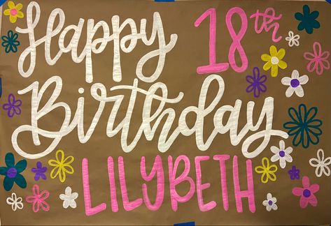 Brown Craft Paper Birthday Sign, Happy Birthday Posters Banners, Happy Birthday Sign Aesthetic, Butcher Paper Signs Birthday Parties, Happy Birthday Signs Poster, Happy Birthday Butcher Paper Sign, Craft Paper Birthday Sign, 21st Birthday Painted Banner Ideas, Butcher Paper Birthday Sign