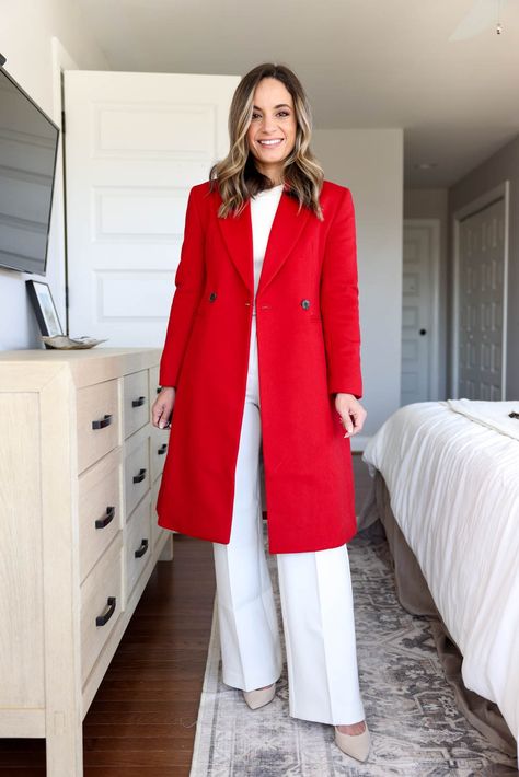 Fancy Frocks For Kids, Red Coat Outfit, Jcrew Coat, Red Wool Coat, Fancy Frocks, Outfits For Work, Petite Style, Wool Coats, Push Ups