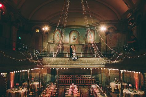 Wilton’s Music Hall Wedding, Music Venue Wedding Reception, Wiltons Music Hall Wedding, Concert Venue Wedding, Music Venue Wedding, Music Hall Wedding, Movie Wedding, Alternative Wedding Venue, Circus Wedding