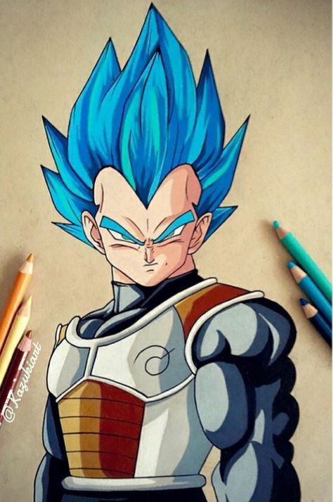 Vegeta Drawings, Goku Drawing Color, Dbz Drawings, Goku Drawing, Buddhist Art Drawing, Naruto Sketch Drawing, Best Anime Drawings, Color Drawing Art, Dragon Ball Painting