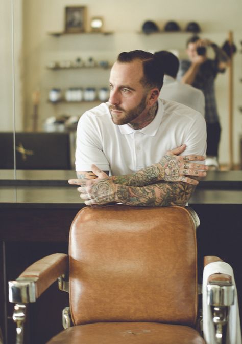 - Barber Shop Pictures, Hairstylist Branding, Photo Posing, Vintage Barber, Environmental Portraits, Beard Tattoo, Hairdressing Scissors, Men's Haircut, Hair Scissors