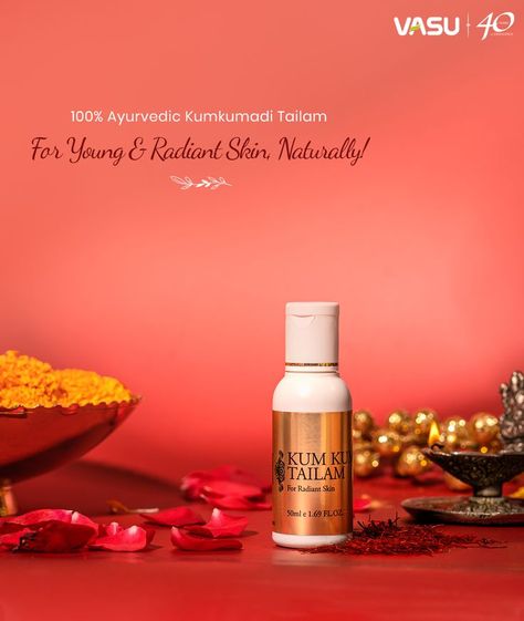 Kumkumadi Tailam, Ancient Ayurvedic Oil for Healthy & Radiant Skin. Product Link: https://bit.ly/3qJCd8P #KumkumadiTailam #Kumkumadi #Facialoil #Skincare #Faceoil #Naturalglow #Agespots #Wrinkles #Blemishes #GlowingSkin #Beauty #VasuHealthcare Kumkumadi Oil, Creative Advertising Photography, Ayurvedic Oil, Website Banner, Creative Advertising, Advertising Photography, Facial Oil, Face Oil, Natural Glow