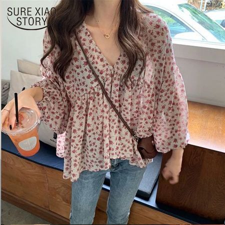 Loose Dress Pattern, Ladies Chiffon Shirts, Women Floral Blouse, Flower Blouse, Oversize Casual, Loose Shirts, Chiffon Shirt, Floral Chiffon, Chiffon Blouse