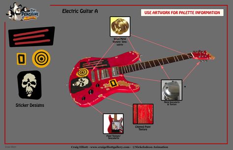 Guitar Concept Art, Modern Art Nouveau, Props Design, Vis Dev, Props Concept, Penguins Of Madagascar, Color Script, Props Art, 3d Concept