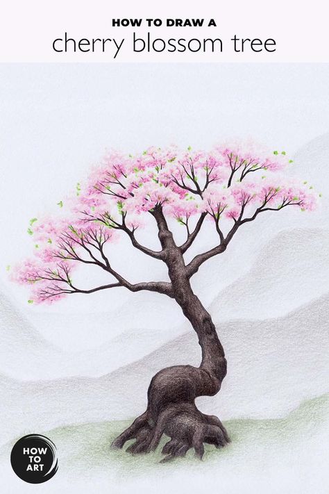 Spring Drawing, Cherry Blooms, Tree Drawings Pencil, Tree Sketches, Sakura Tree, Sketches Simple, Blossom Tree, Plant Drawing, Japanese Cherry Blossom